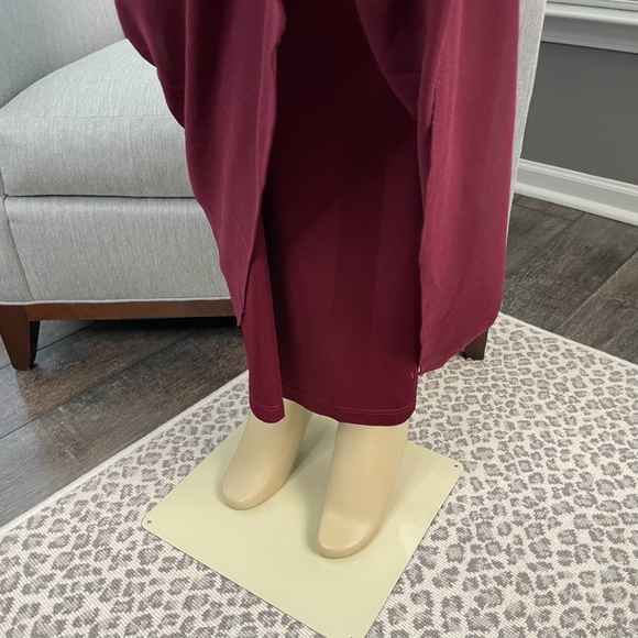 J Kara Women's 3/4 Sleeve Beaded Mock 2 Piece Dress Cranberry/Multi 12P - Picture 10 of 12